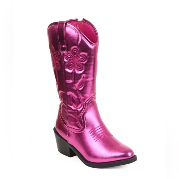 Steve Madden Girl’s Metallic Hot Pink Western Cowboy Boots Size 3 - Picture 1 of 13